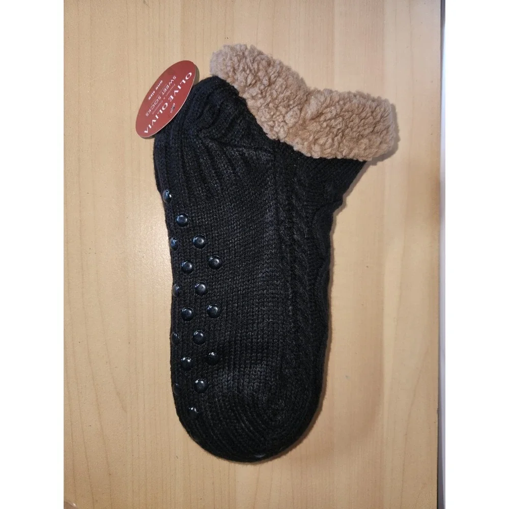Olive Olivia Fuzzy Sweet Socks 2 Pair-Black & Navy Blue- One Size-NEW